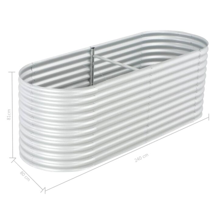 Lit surélevé de jardin 240x80x81 cm Acier galvanisé Argenté – Image 7