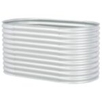 Lit surélevé de jardin 160x80x81 cm Acier galvanisé Argenté – Image 3