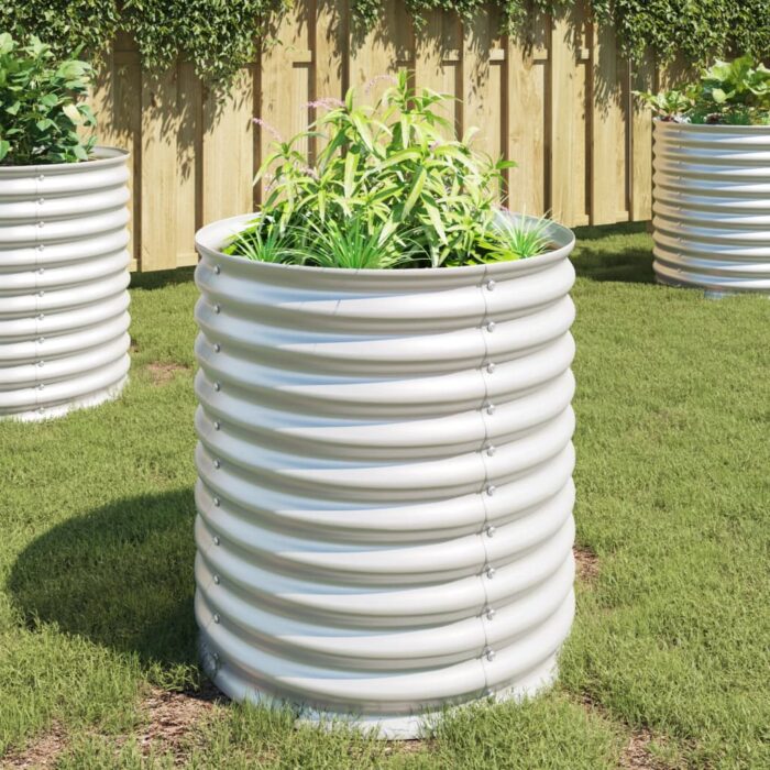 Lit surélevé de jardin 80x80x81 cm Acier galvanisé Argenté – Image 1