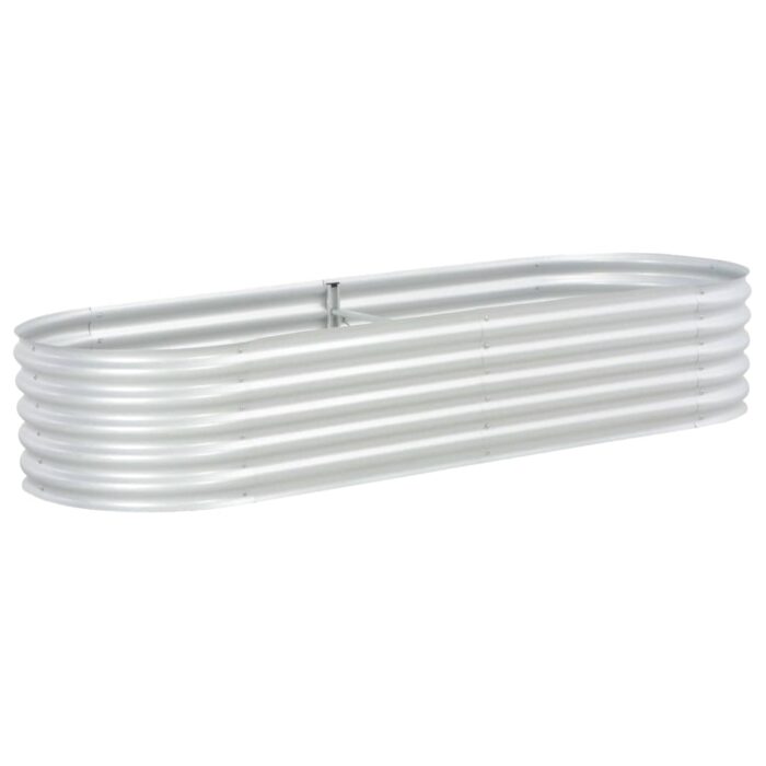 Lit surélevé de jardin 240x80x44 cm Acier galvanisé Argenté – Image 3