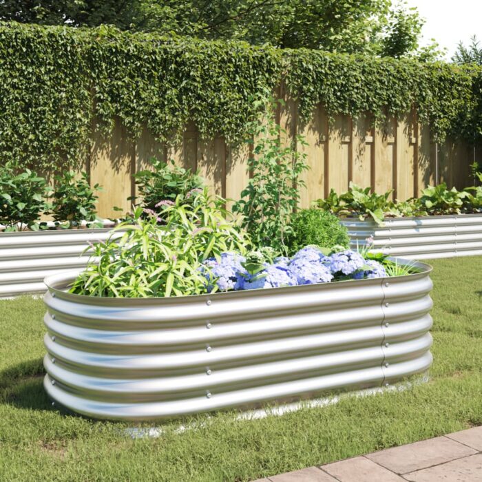 Lit surélevé de jardin 160x80x44 cm Acier galvanisé Argenté – Image 1