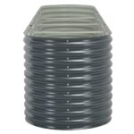 Lit surélevé de jardin 400x80x81 cm Acier galvanisé Gris – Image 4