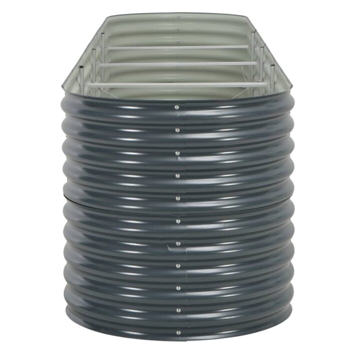 Lit surélevé de jardin 400x80x81 cm Acier galvanisé Gris – Image 4