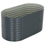 Lit surélevé de jardin 160x80x81 cm Acier galvanisé Gris – Image 2