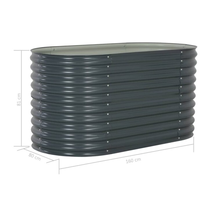 Lit surélevé de jardin 160x80x81 cm Acier galvanisé Gris – Image 7