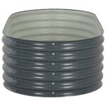 Lit surélevé de jardin 160x80x44 cm Acier galvanisé Gris – Image 2