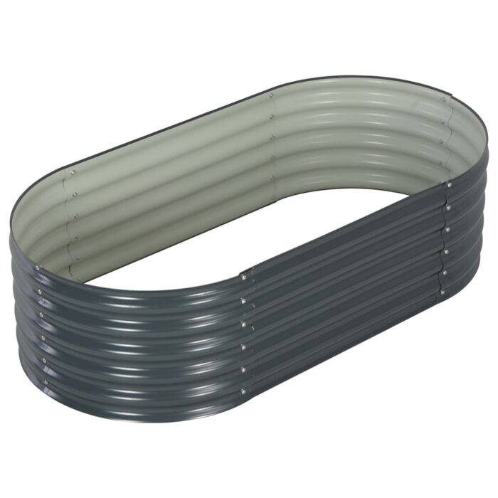 Lit surélevé de jardin 160x80x44 cm Acier galvanisé Gris – Image 3