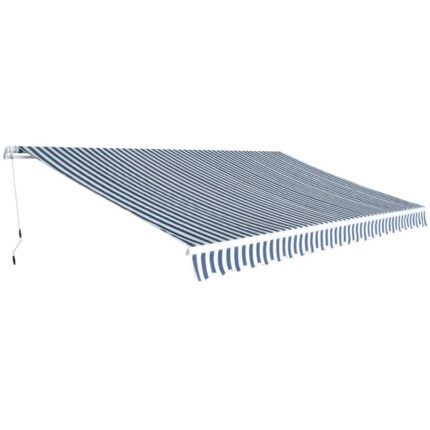 Auvent pliable manuel 500 cm Bleu/blanc