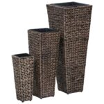 Lits surélevés 3 pcs Jacinthe d'eau Marron foncé