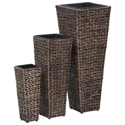 Lits surélevés 3 pcs Jacinthe d'eau Marron foncé