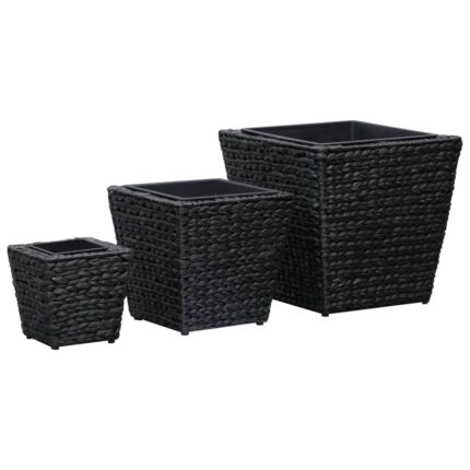 Lits surélevés 3 pcs Jacinthe d'eau Noir