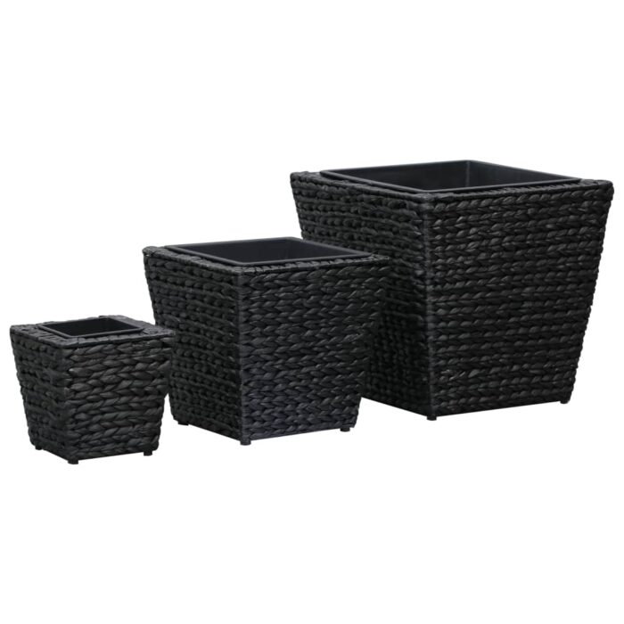 Lits surélevés 3 pcs Jacinthe d'eau Noir – Image 1