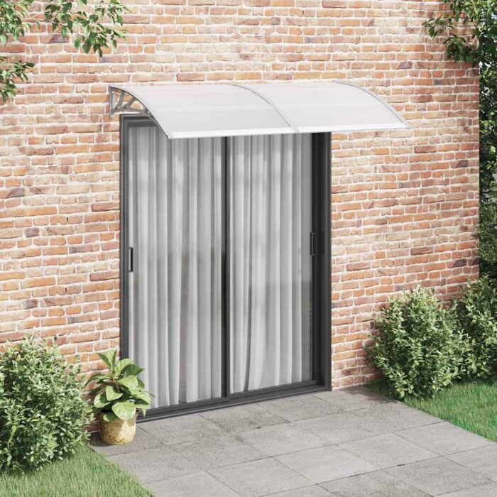 Auvent de porte Gris 200x100 cm Polycarbonate – Image 1