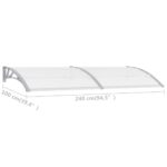Auvent de porte Gris 240x100 cm Polycarbonate – Image 5