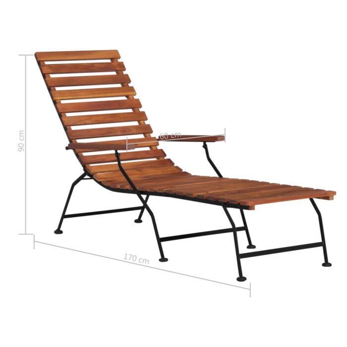 Chaise de terrasse d'extérieur Bois d'acacia solide – Image 5