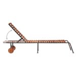 Chaise longue avec pieds en acier Bois d'acacia massif – Image 4