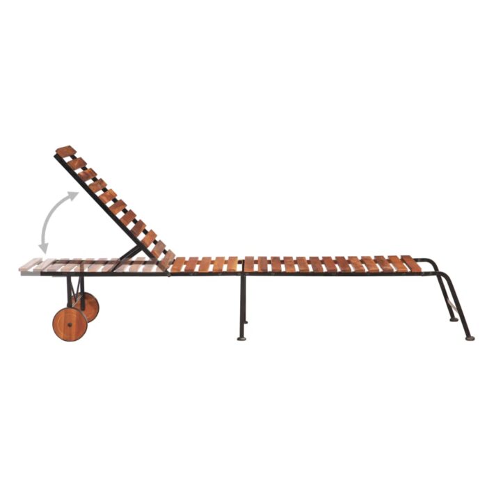 Chaise longue avec pieds en acier Bois d'acacia massif – Image 4