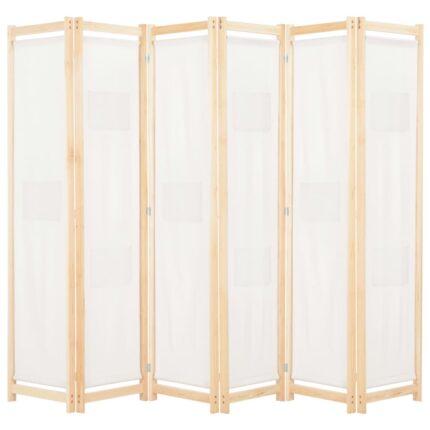 Cloison de séparation 6 panneaux Crème 240 x 170 x 4 cm Tissu