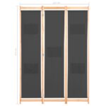 Cloison de séparation 3 panneaux Gris 120x170x4 cm Tissu – Image 7