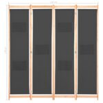 Cloison de séparation 4 panneaux Gris 160x170x4 cm Tissu – Image 7