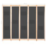 Cloison de séparation 5 panneaux Gris 200 x 170 x 4 cm Tissu – Image 7