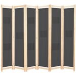 Cloison de séparation 6 panneaux Gris 240 x 170 x 4 cm Tissu