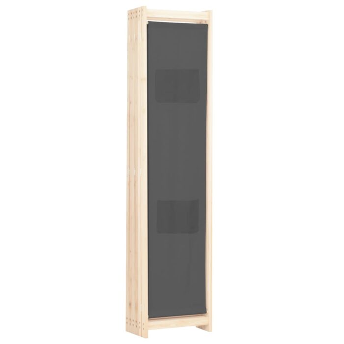Cloison de séparation 6 panneaux Gris 240 x 170 x 4 cm Tissu – Image 3