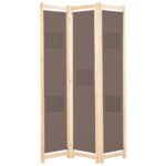 Cloison de séparation 3 panneaux Marron 120x170x4 cm Tissu