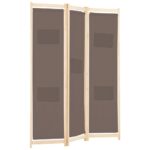 Cloison de séparation 3 panneaux Marron 120x170x4 cm Tissu – Image 2