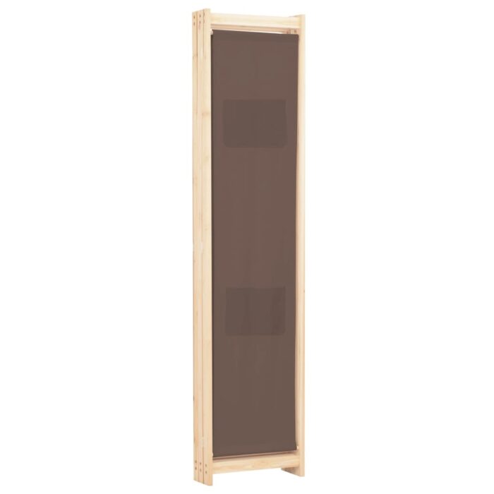 Cloison de séparation 3 panneaux Marron 120x170x4 cm Tissu – Image 3