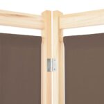 Cloison de séparation 3 panneaux Marron 120x170x4 cm Tissu – Image 4