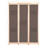 Cloison de séparation 3 panneaux Marron 120x170x4 cm Tissu – Image 7