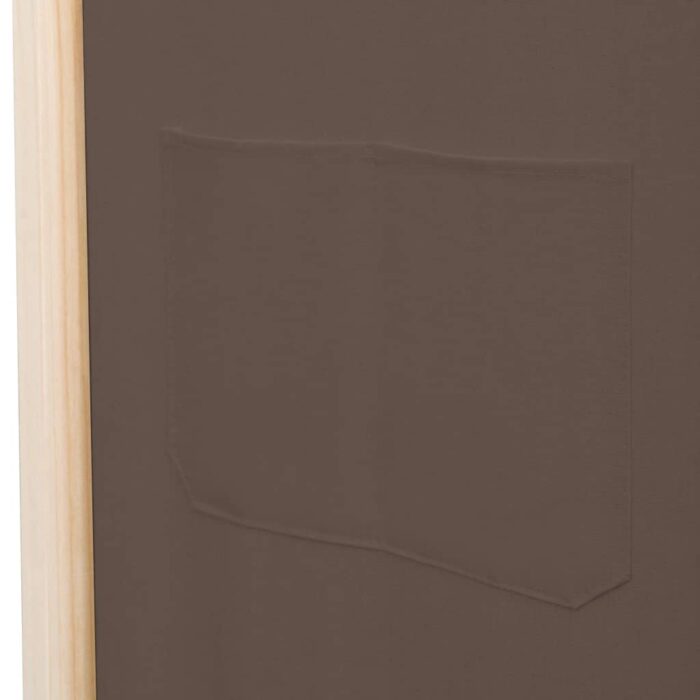 Cloison de séparation 5 panneaux Marron 200 x 170 x 4 cm Tissu – Image 6