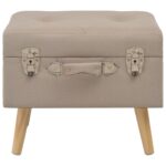 Tabouret de rangement 40 cm Beige Tissu – Image 2