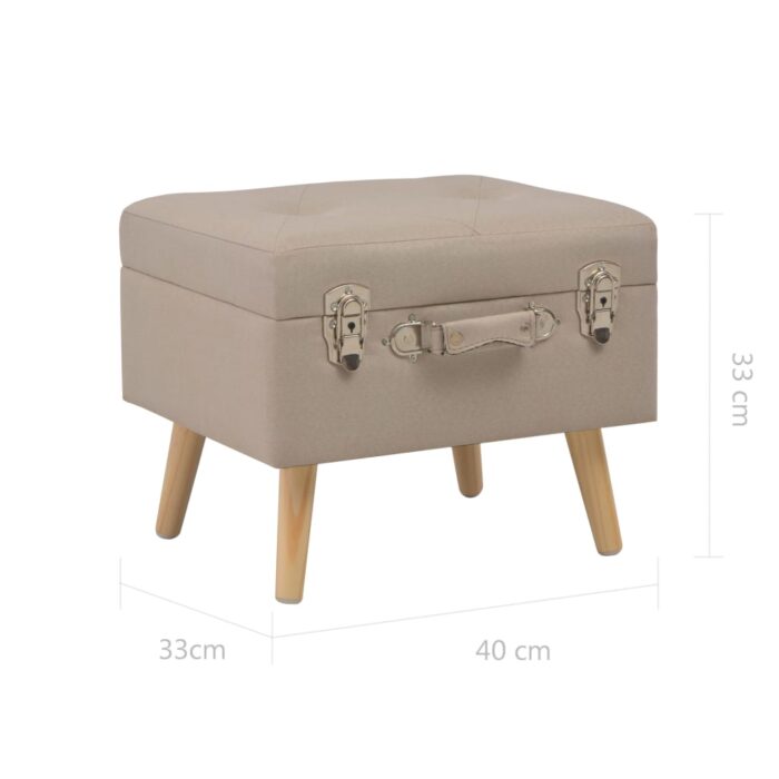 Tabouret de rangement 40 cm Beige Tissu – Image 8