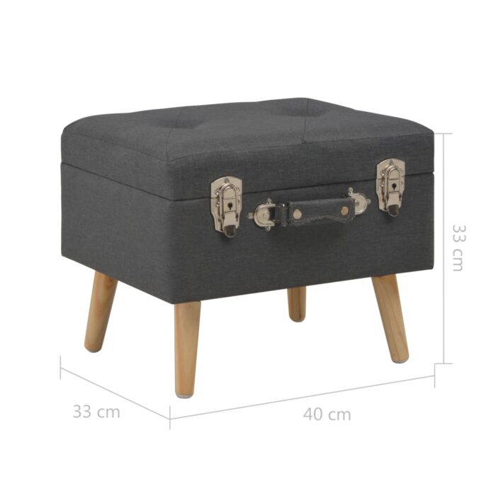 Tabouret de rangement 40 cm Gris foncé Tissu – Image 8