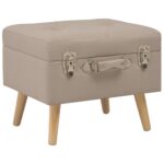 Tabourets de rangement lot de 3 Beige Tissu – Image 2