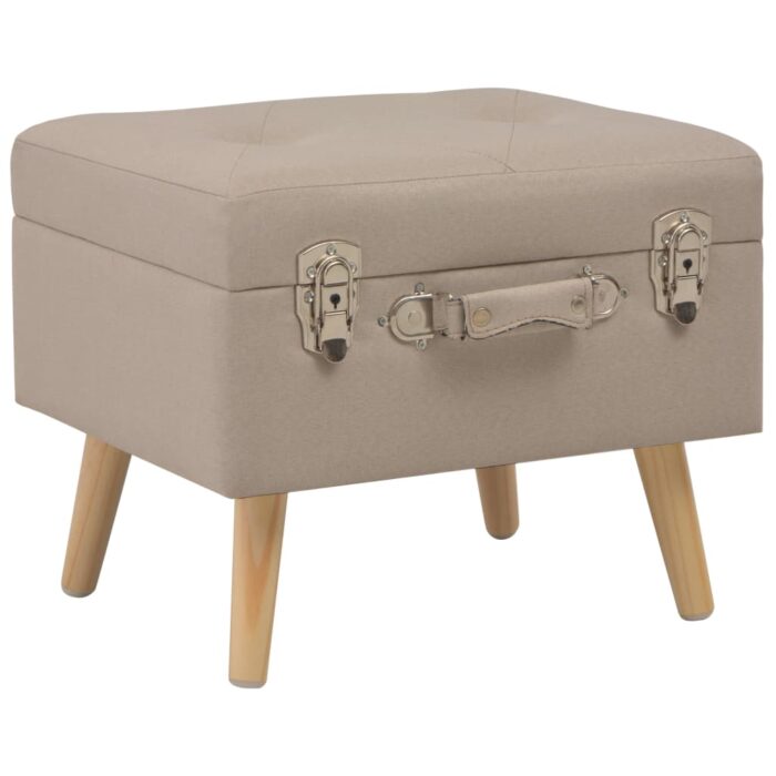 Tabourets de rangement lot de 3 Beige Tissu – Image 2