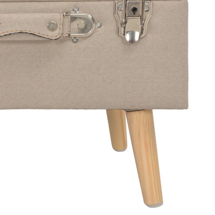 Tabourets de rangement lot de 3 Beige Tissu – Image 8