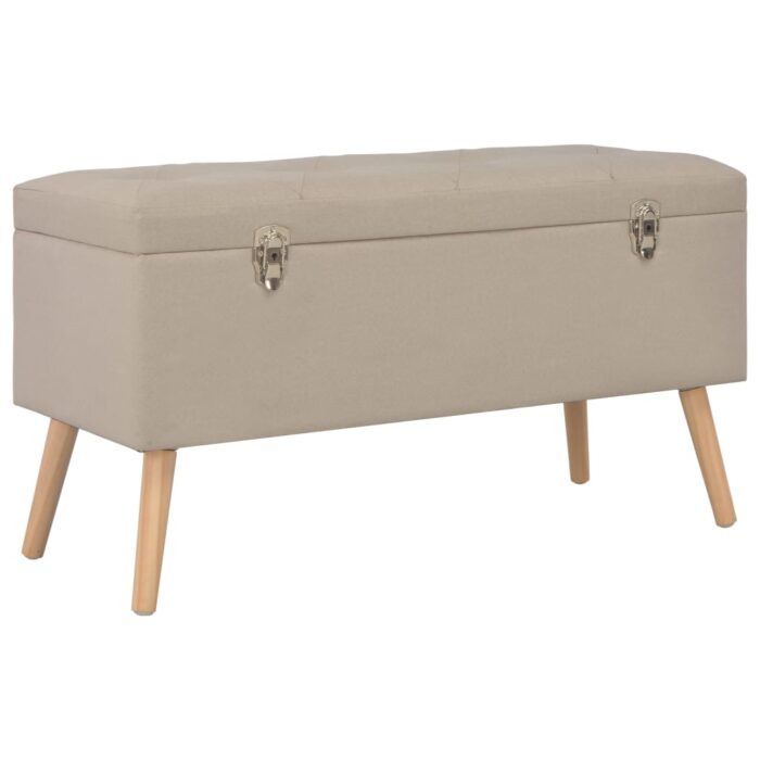 Tabourets de rangement lot de 3 Beige Tissu – Image 9