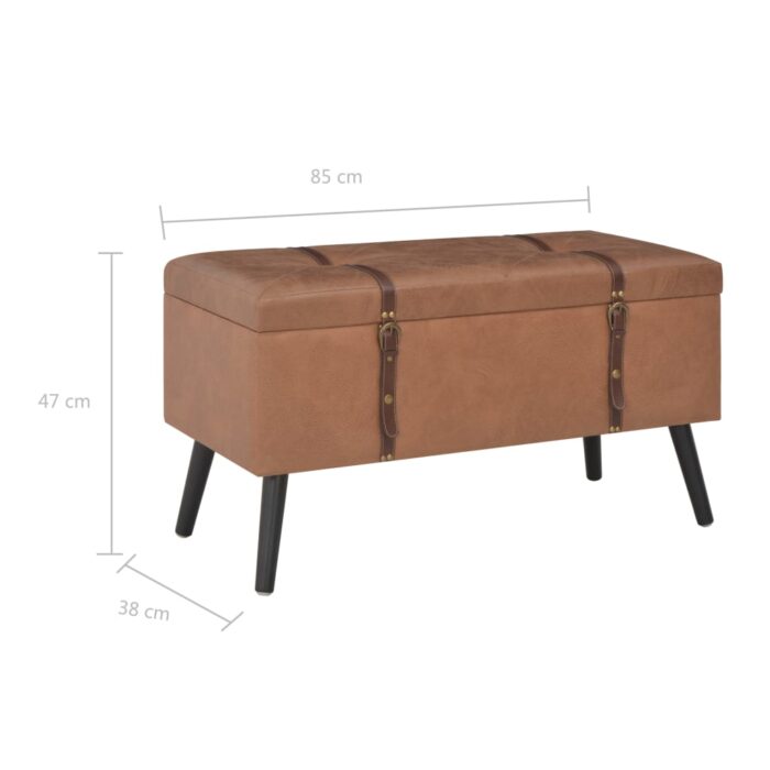 Tabourets de rangement lot de 3 Marron Similicuir – Image 11
