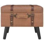 Tabourets de rangement lot de 3 Marron Similicuir – Image 2