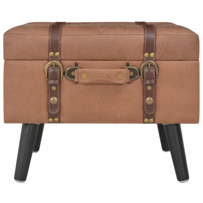 Tabourets de rangement lot de 3 Marron Similicuir – Image 2