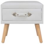 Table de chevet Blanc 40x35x40 cm Similicuir – Image 3