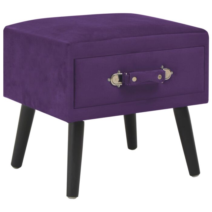 Table de chevet Violet foncé 40x35x40 cm Velours – Image 1