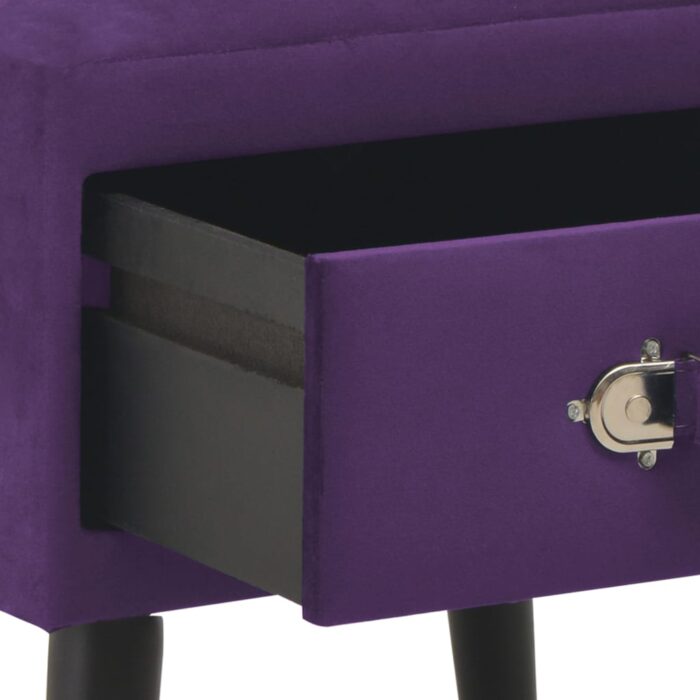 Table de chevet Violet foncé 40x35x40 cm Velours – Image 5