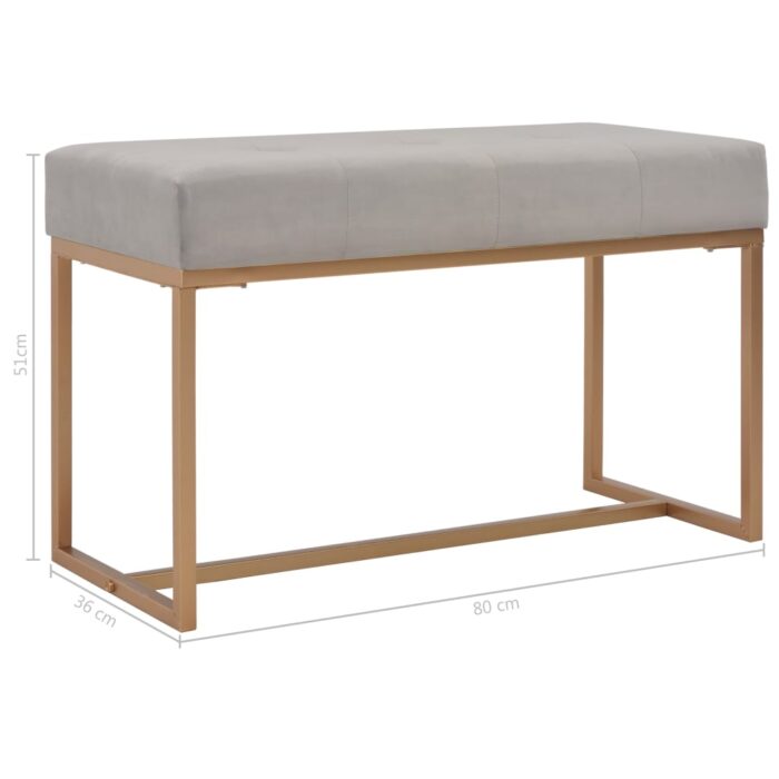 Banc 80 cm Gris Velours – Image 4