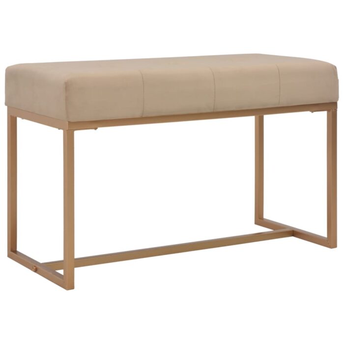 Banc d'entrée beige 80 cm velours – Image 1