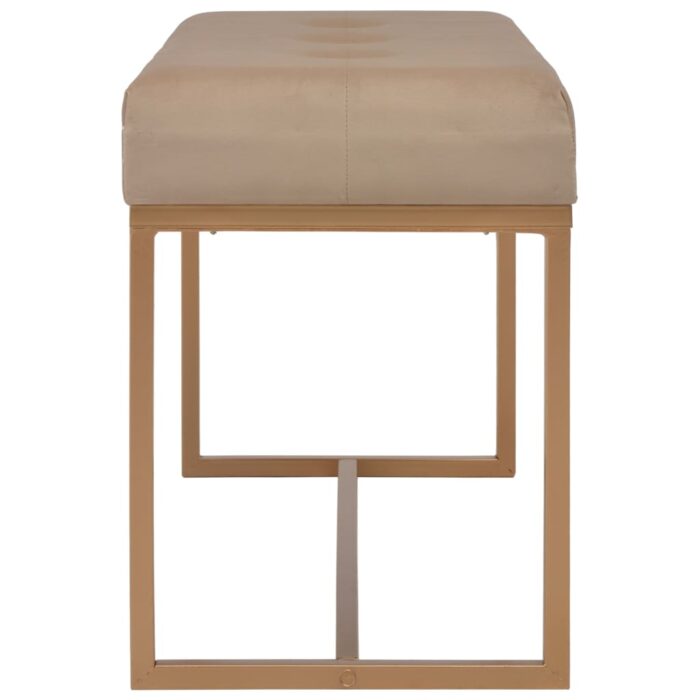 Banc d'entrée beige 80 cm velours – Image 2