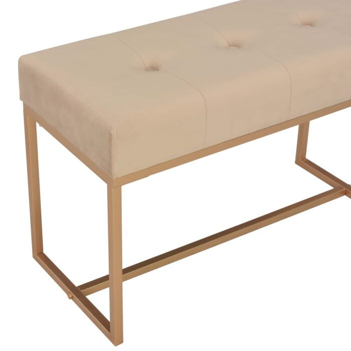 Banc d'entrée beige 80 cm velours – Image 3